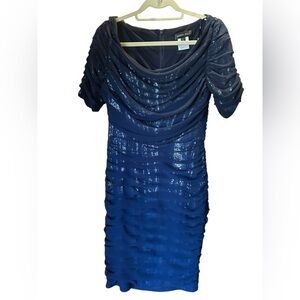 Tadashi Shoji Navy Sequin Midi Dress